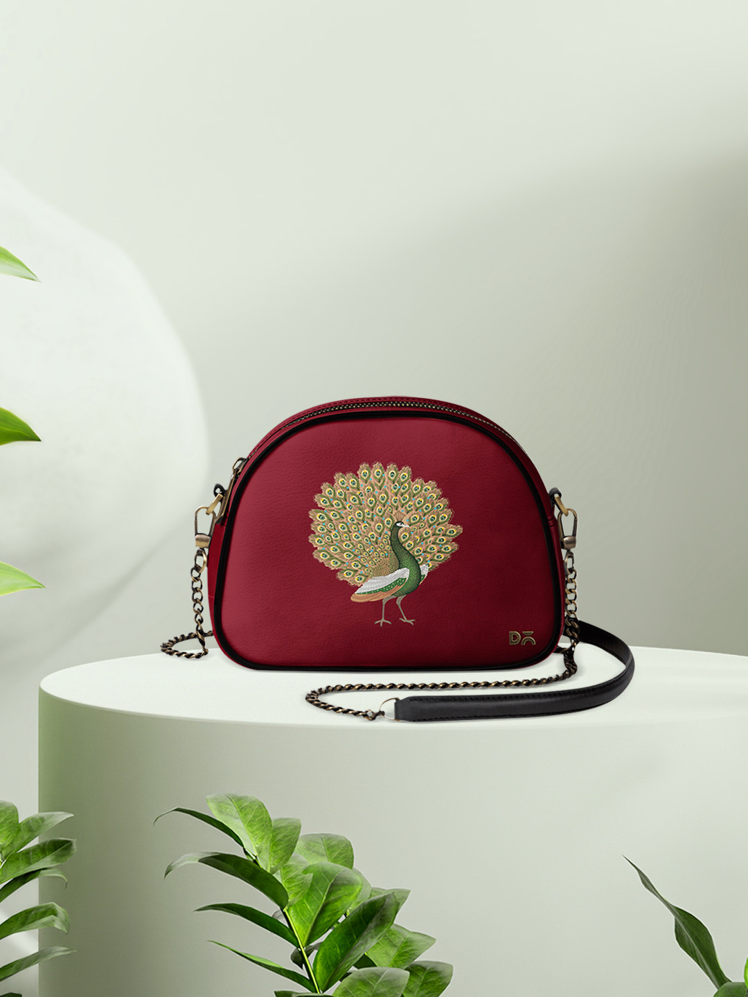 

DailyObjects Maroon Printed Sling Bag
