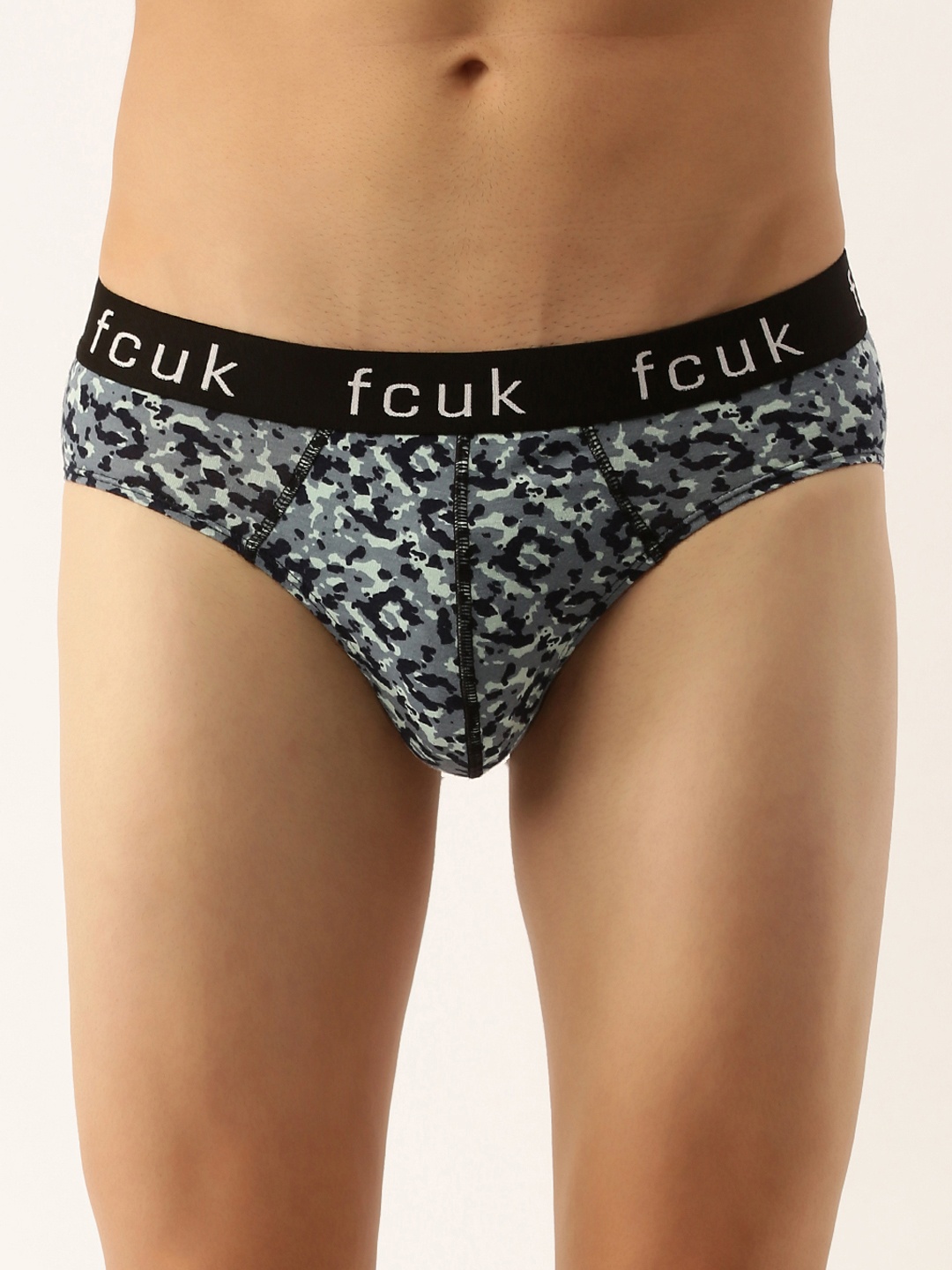 

FCUK Men Grey & Navy Blue Camouflage Printed Basic Briefs M1AAO