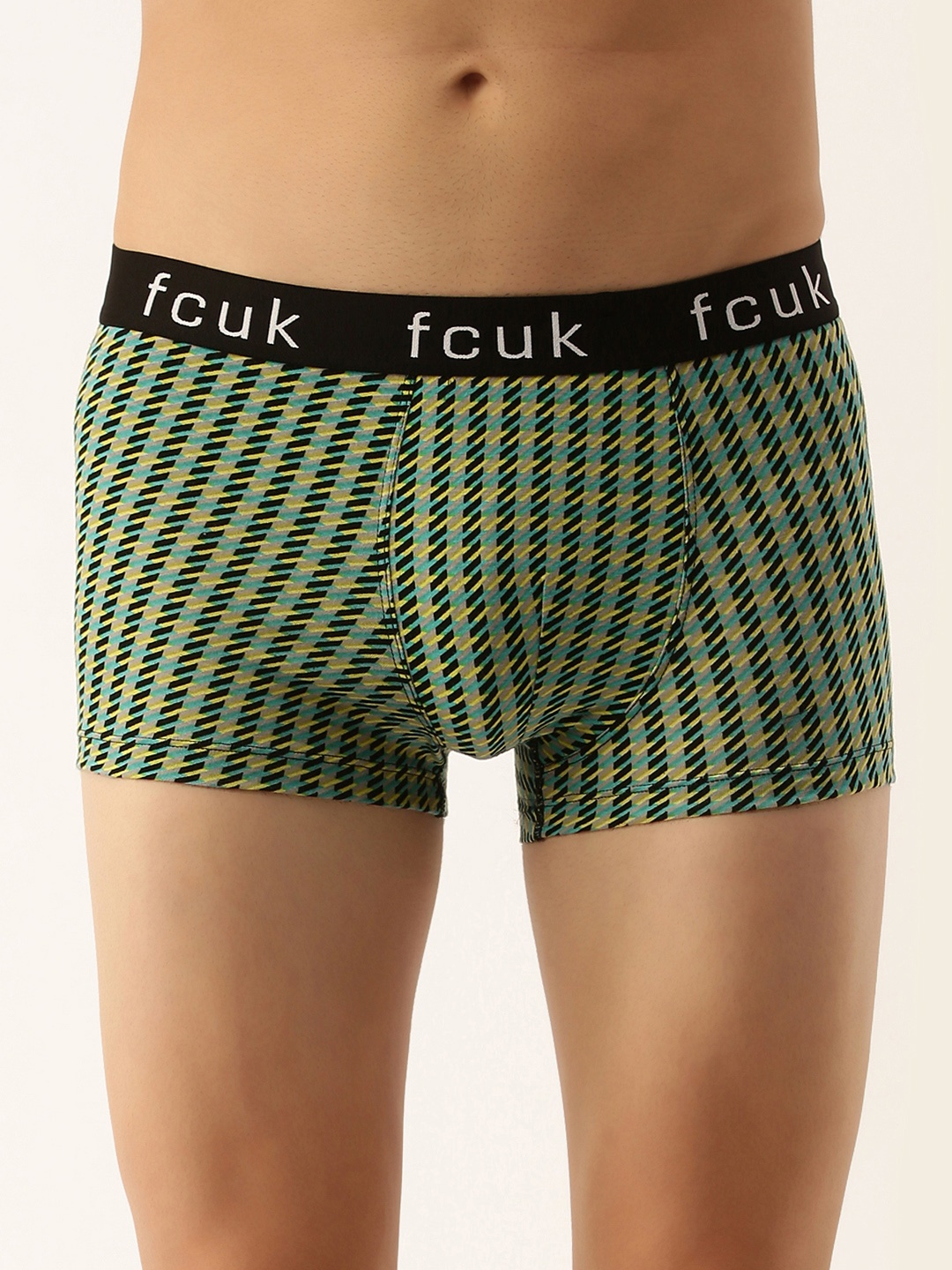 

FCUK Men Green & Black Checked Trunks M2AAM