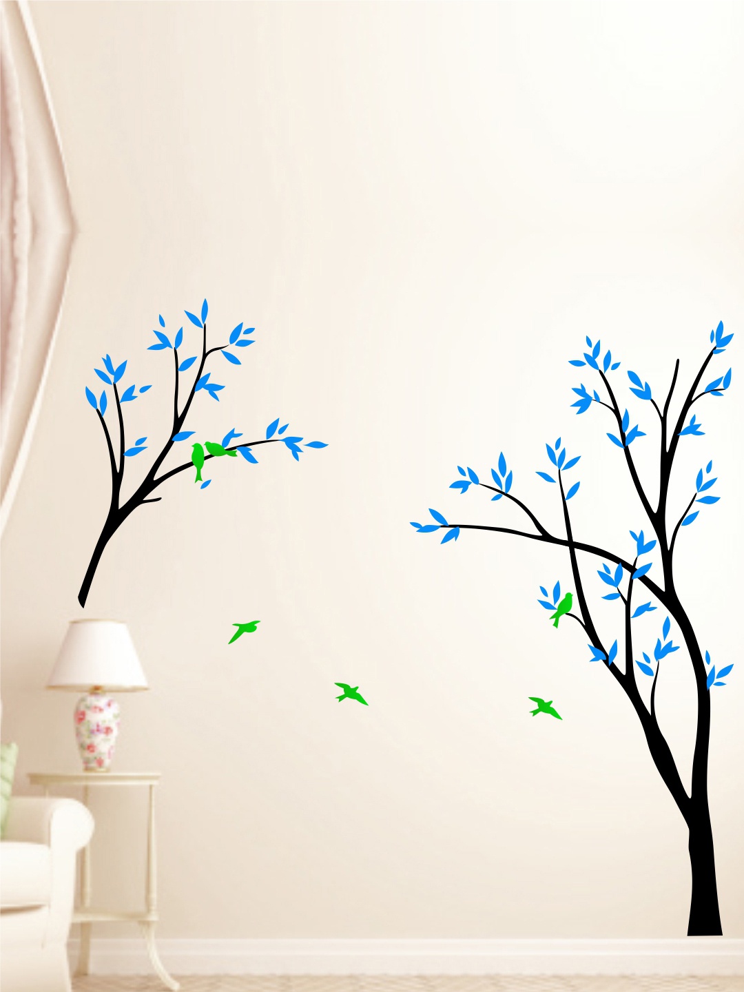 

rawpockets Black & Blue Tree With Birds Wall Stickers