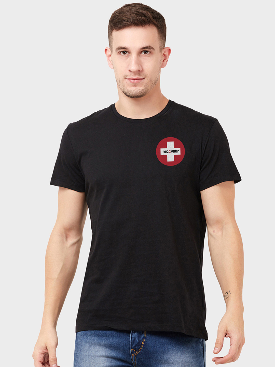 

Free Authority Men Black Eminem Printed Round Neck Pure Cotton T-shirt