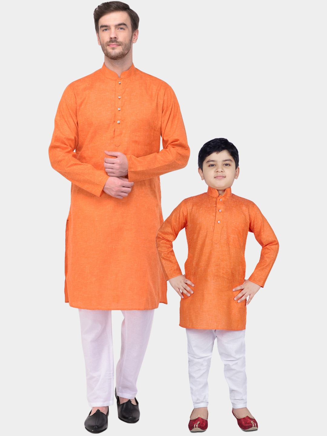 

SG YUVRAJ Boys Orange Self Design Kurta with Pyjamas