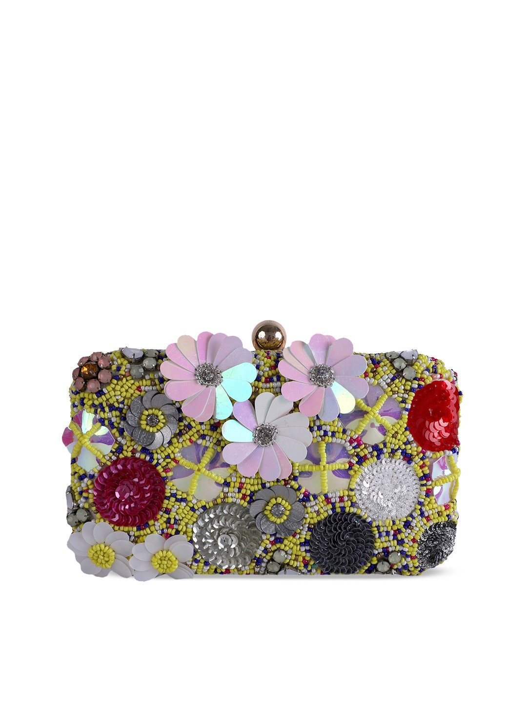 

REZZY Multicoloured Embellished Box Clutch, Multi