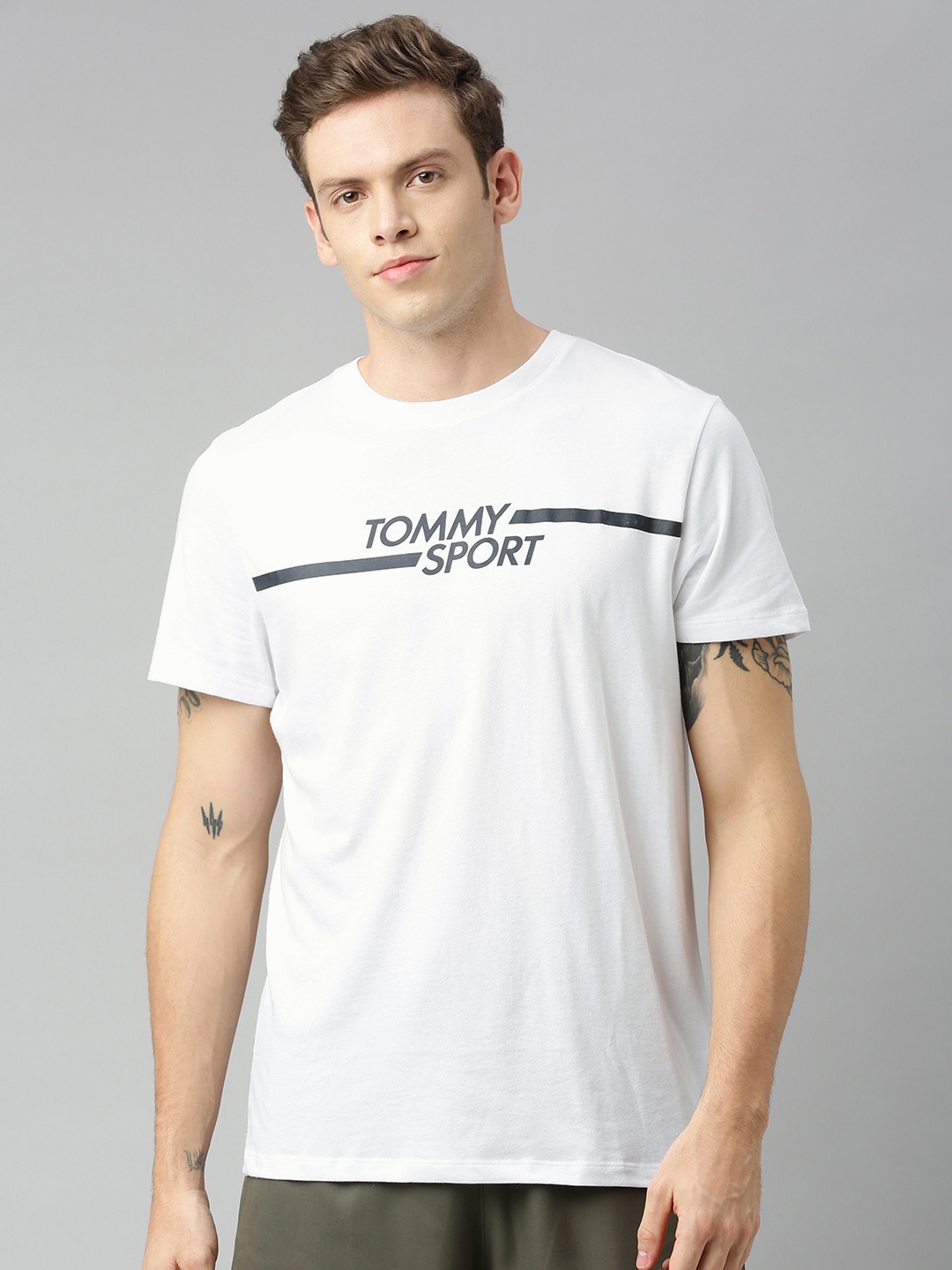 

Tommy Hilfiger Men White Printed Round Neck T-shirt