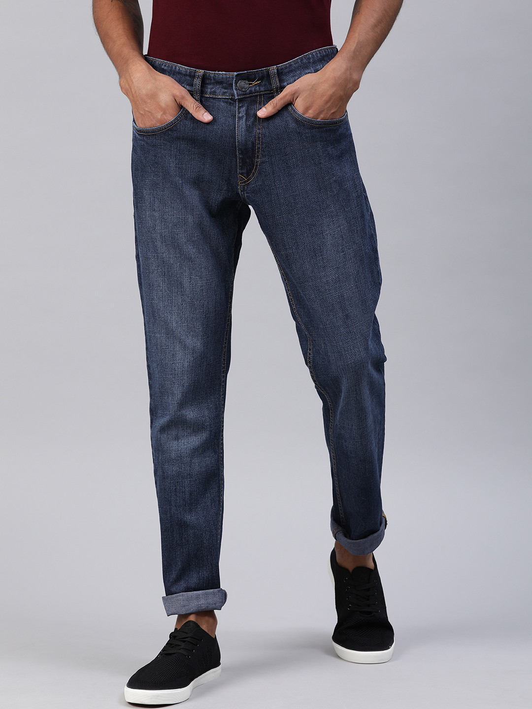 

WROGN Men Blue Slim Fit Mid-Rise Clean Look Stretchable Jeans