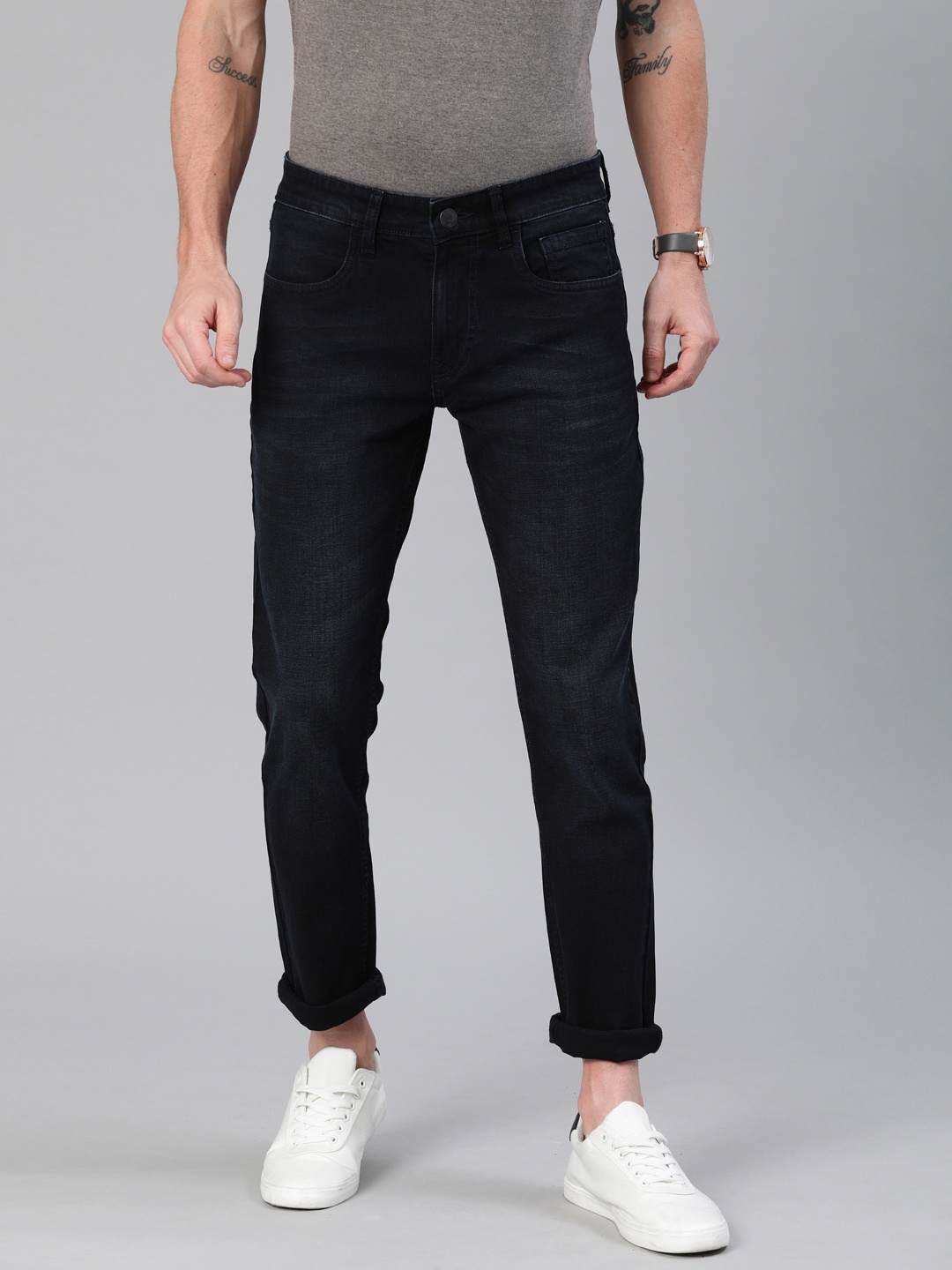 

WROGN Men Black Slim Fit Mid-Rise Clean Look Stretchable Jeans