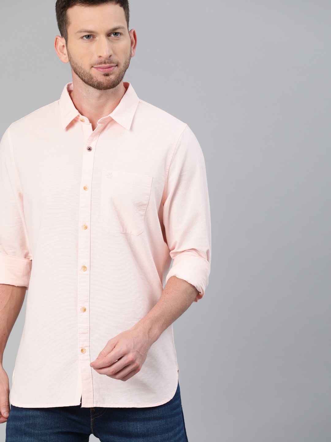

WROGN Men Pink Slim Fit Solid Casual Shirt