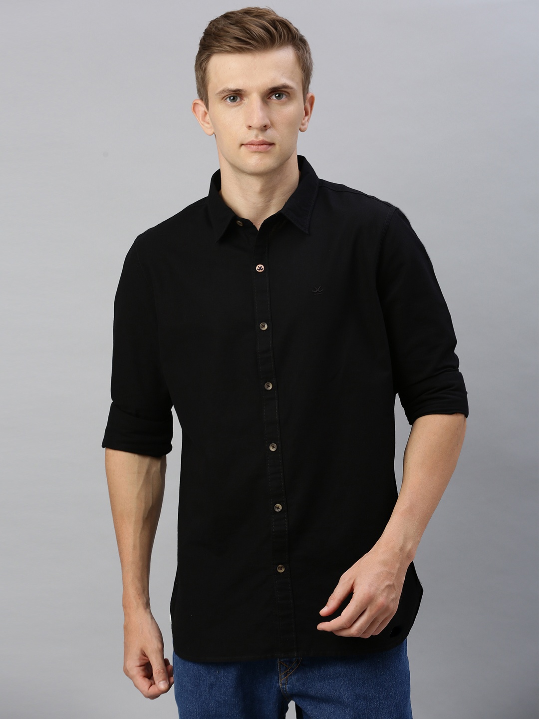

WROGN Men Black Cotton Casual Shirt