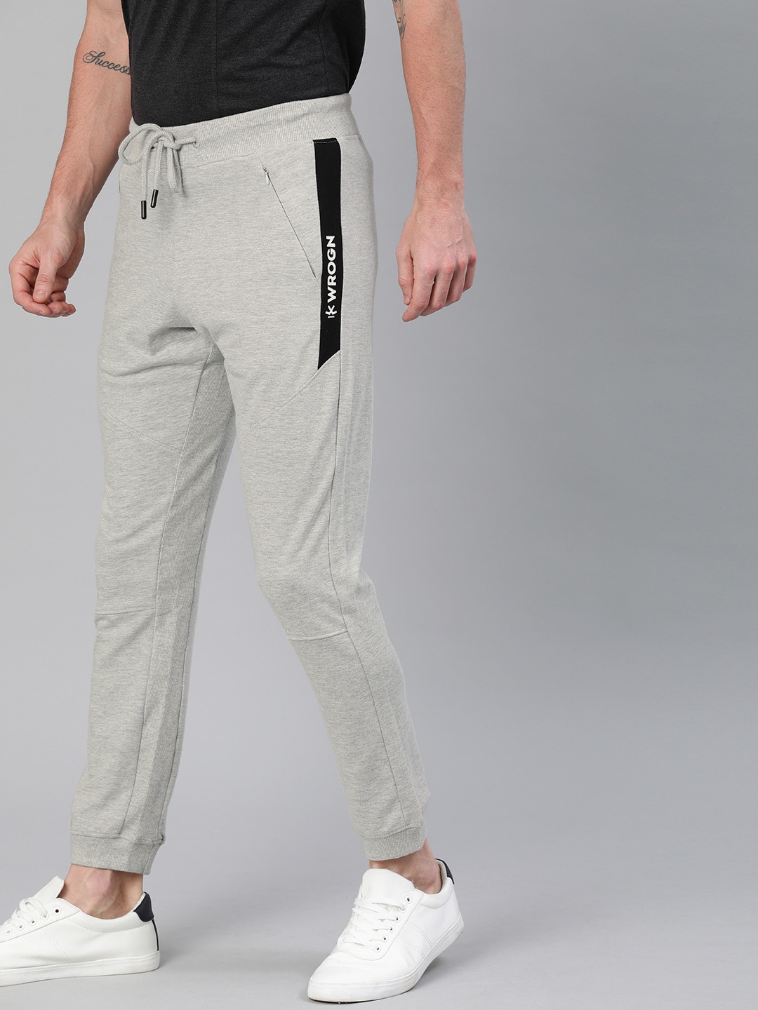 

WROGN Men Grey Solid Straight Fit Joggers