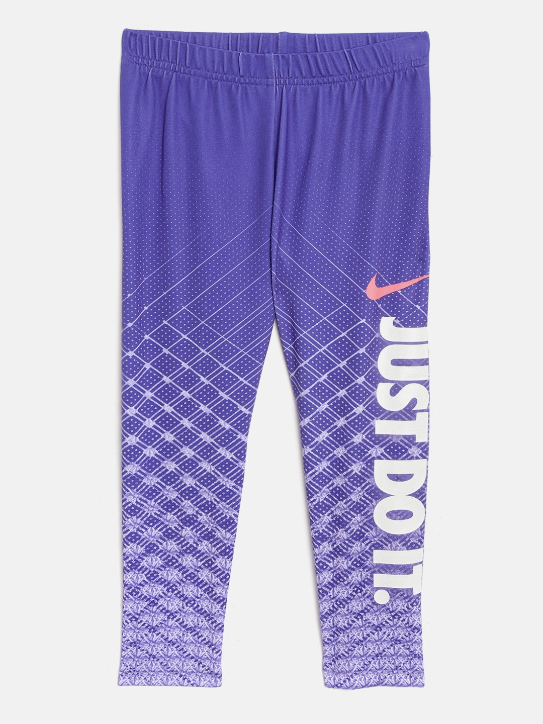 

Nike Girls Purple & White Dri-FIT Sport Essential Printed Ankle Length Tights