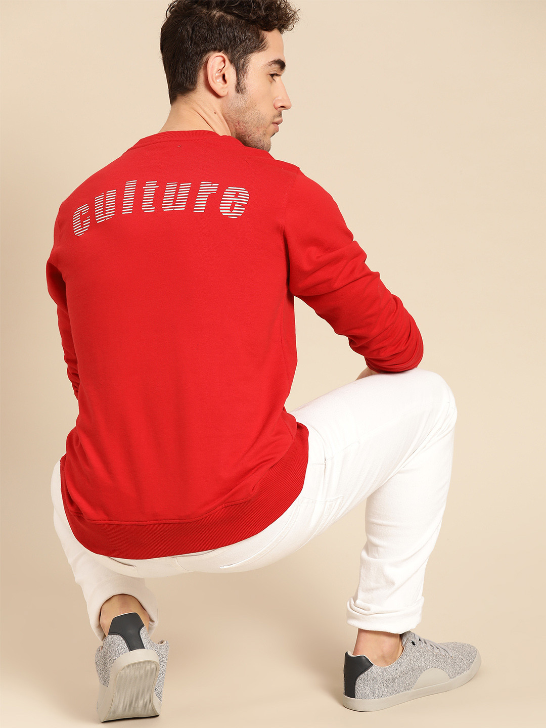 

ether Men Red Printed Back Sweatshirt