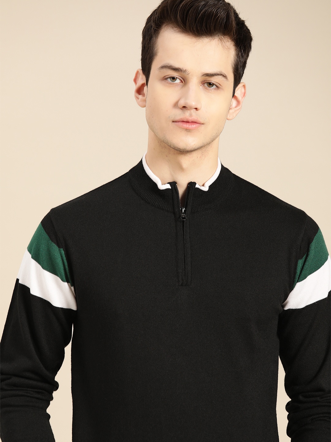 

ether Men Black Solid Pullover Sweater