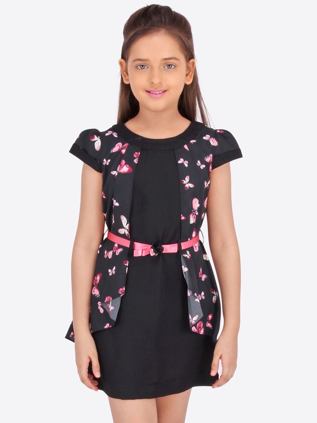 

CUTECUMBER Girls Black Printed Sheath Dress