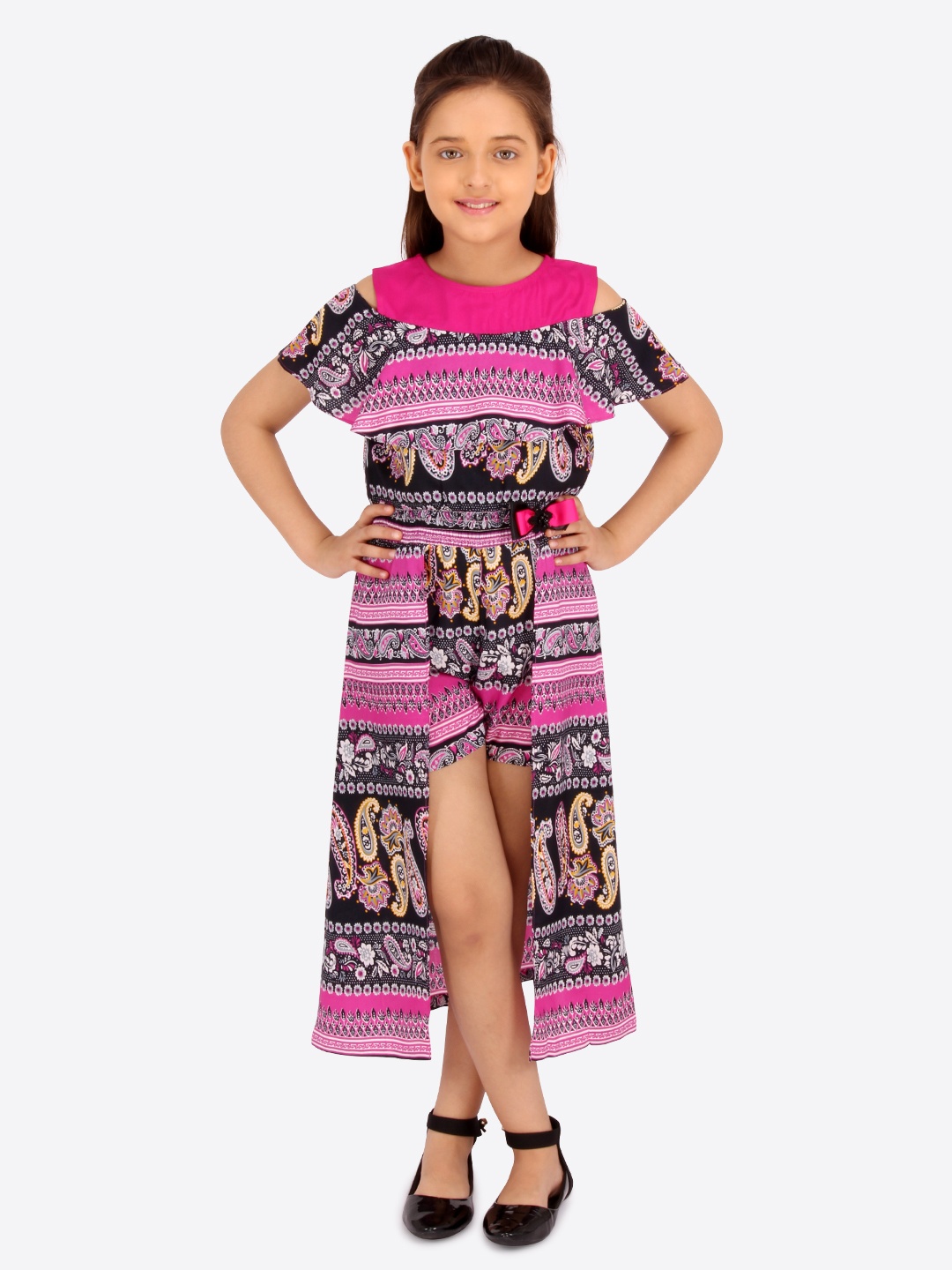 

CUTECUMBER Girls Magenta Printed Maxi Dress