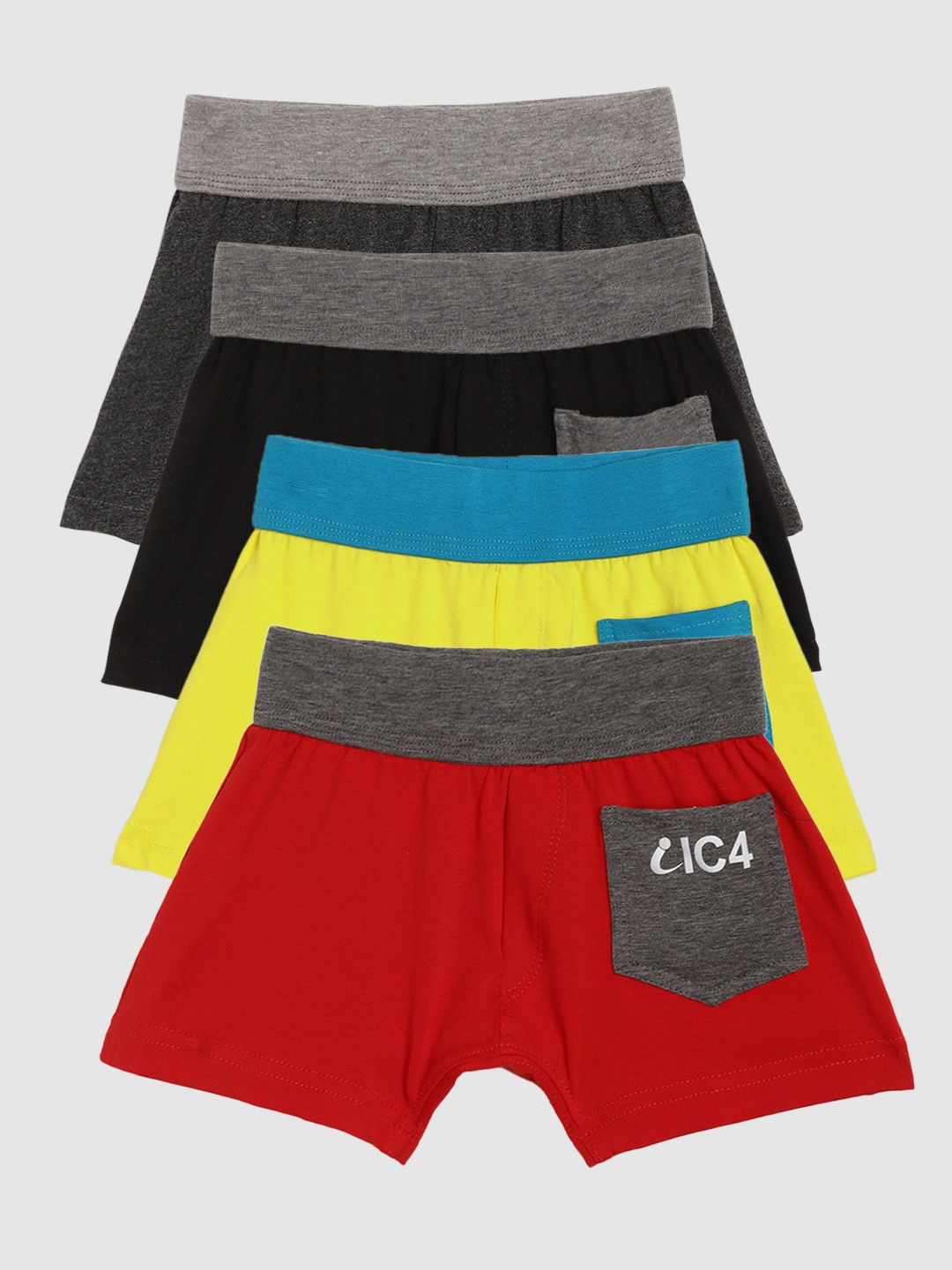 

IC4 Boys Pack of 4 Pocket Trunks 0KMT-266P4, Black