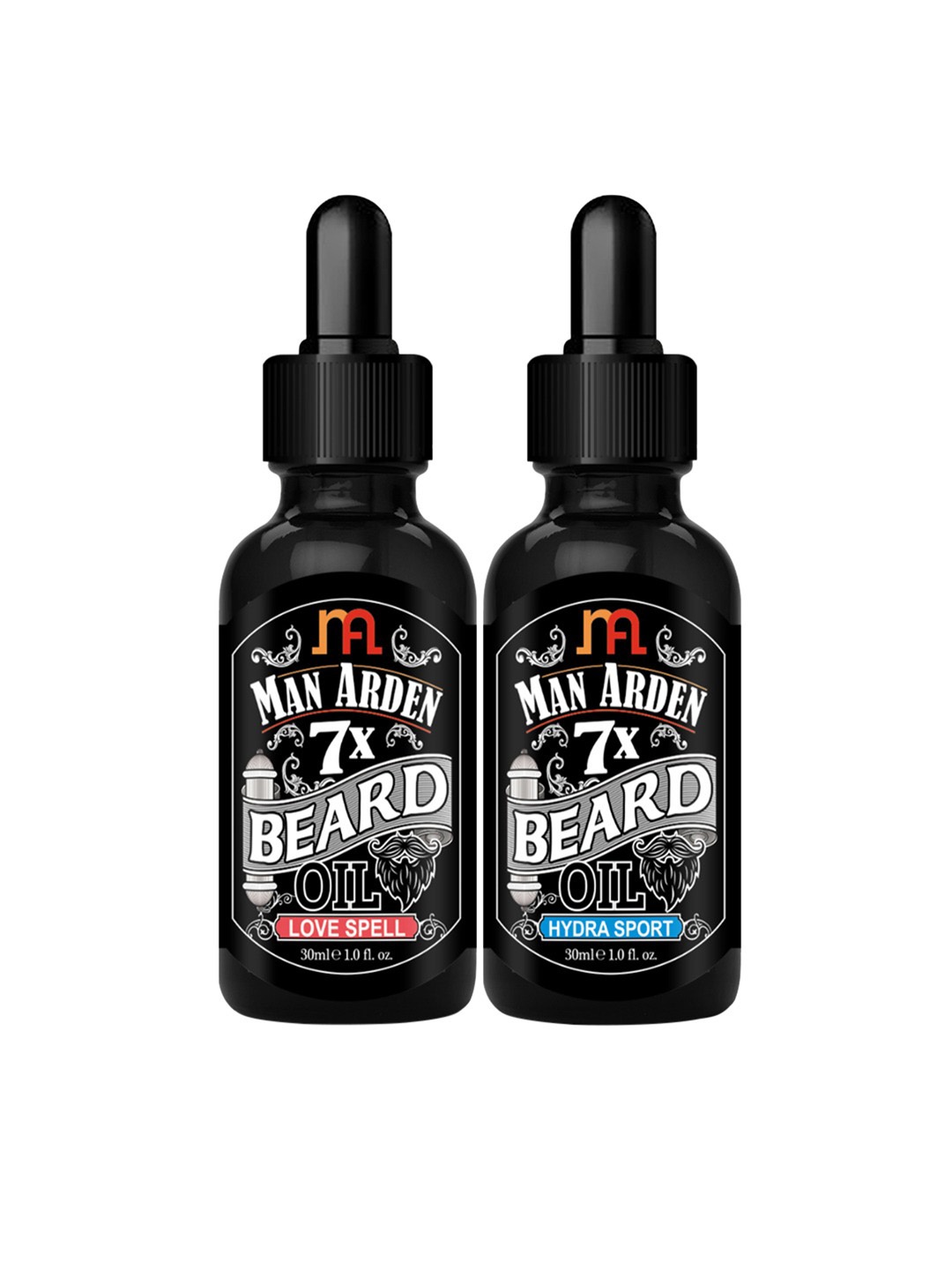 

Man Arden Set of 2 7X Beard Oil Combo Love Spell + Hydra Sport 60 ml, Black