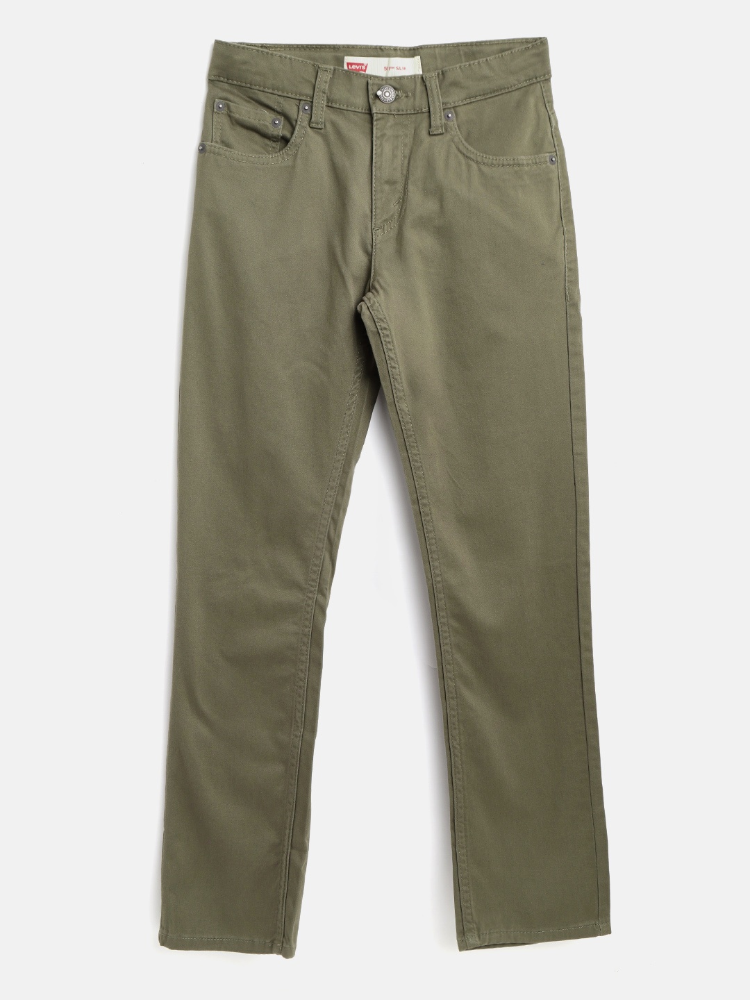 

Levis Boys Olive Green 511 Slim Fit Mid-Rise Clean Look Stretchable Jeans