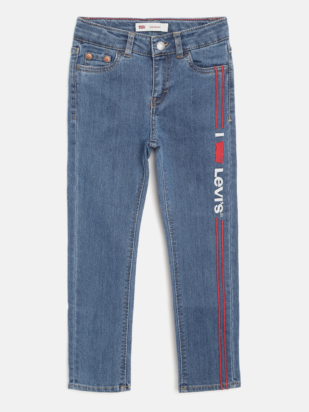 

Levis Girls Navy Blue Girlfriend Slim Fit Mid-Rise Clean Look Stretchable Jeans