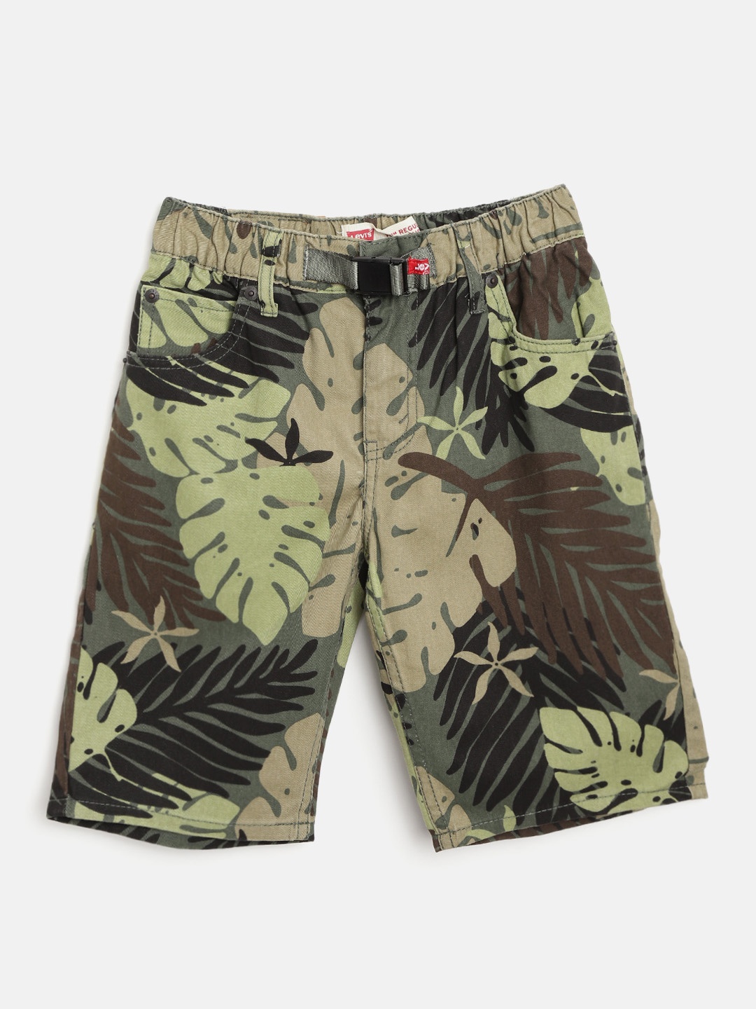 

Levis Boys Olive Green & Brown Tropical Print 502 Regular Taper Shorts
