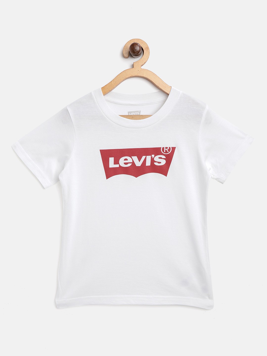 

Levis Boys White Red Brand Logo Print Round Neck Pure Cotton T-shirt