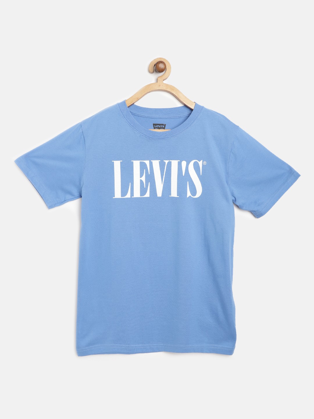 

Levis Boys Blue White Brand Logo Print Round Neck Pure Cotton T-shirt