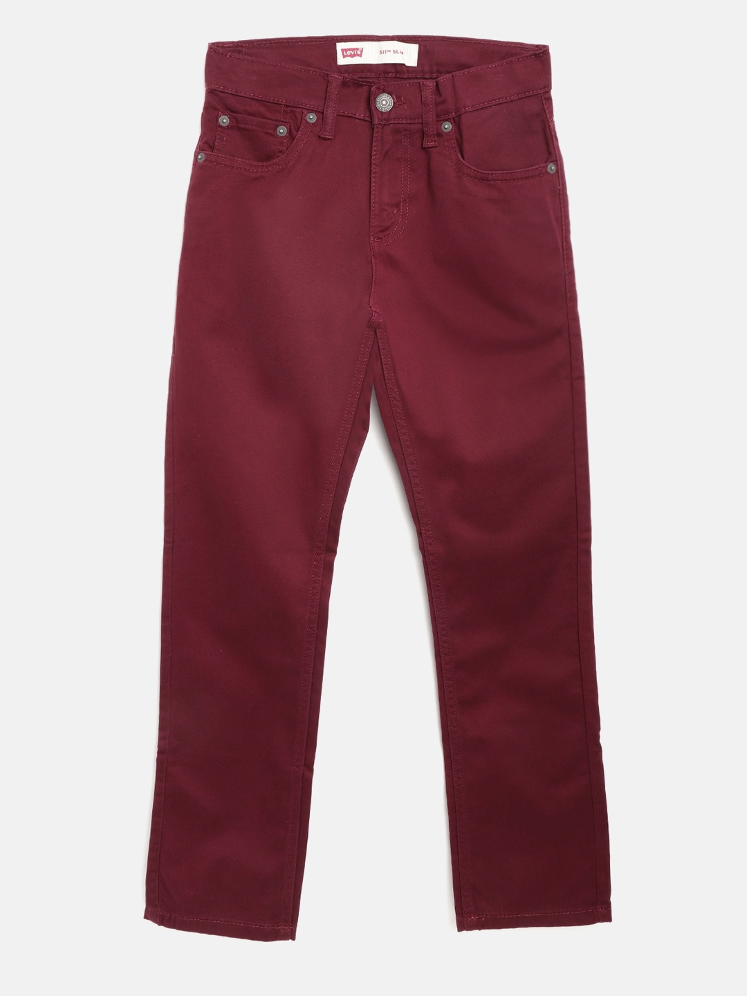 

Levis Boys Burgundy 511 Slim Fit Mid-Rise Clean Look Stretchable Jeans