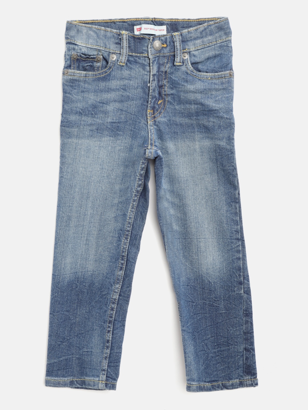 

Levis Boys Blue 502 Regular Tapered Fit Mid-Rise Clean Look Stretchable Jeans