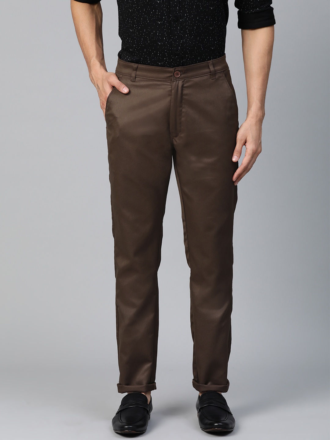 

DENNISON Men Brown Smart Tapered Fit Solid Regular Trousers