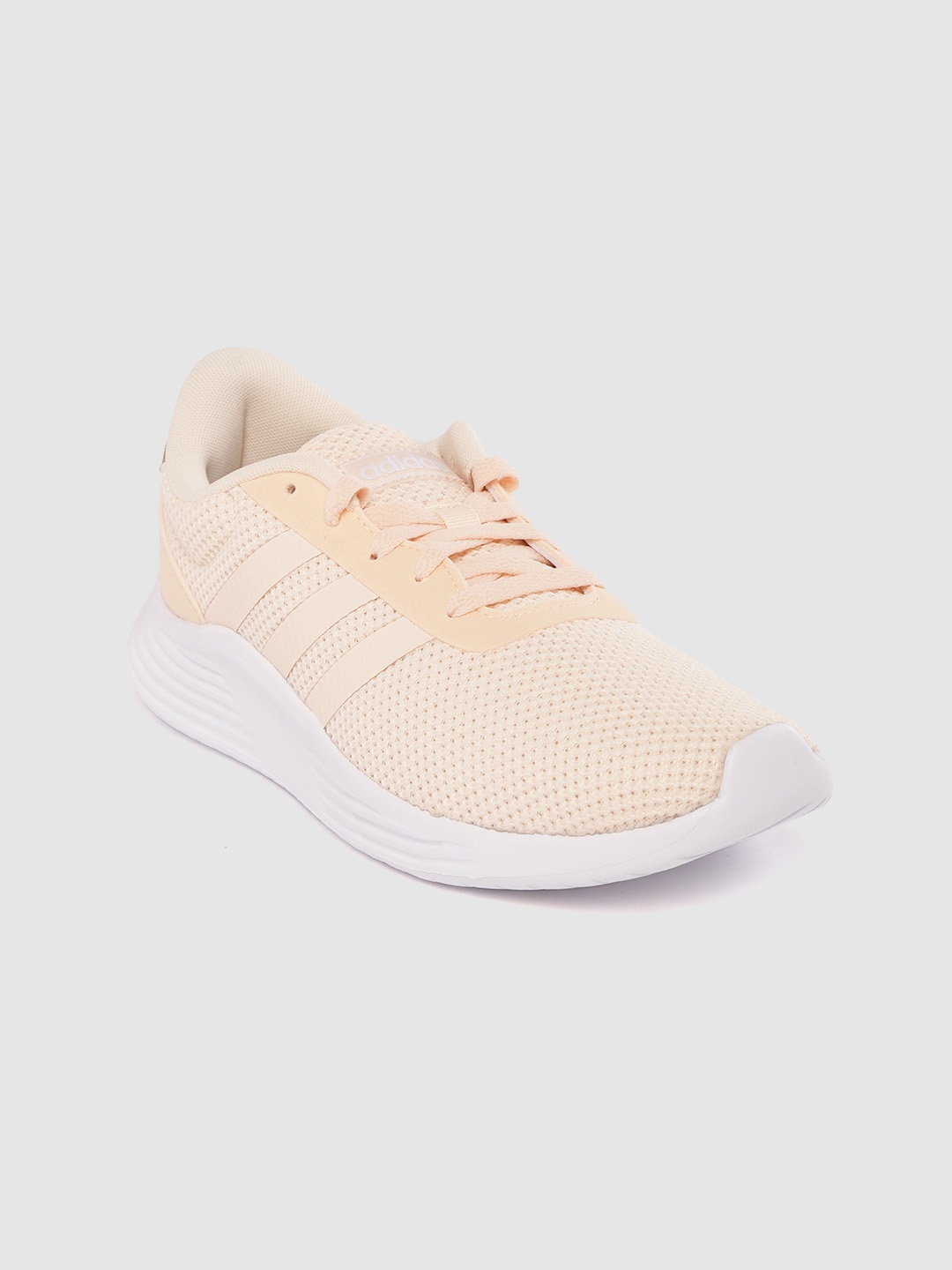 

ADIDAS Women Peach-Coloured Lite Racer 2.0 Woven Design Wide Fit Running Shoes, Cream