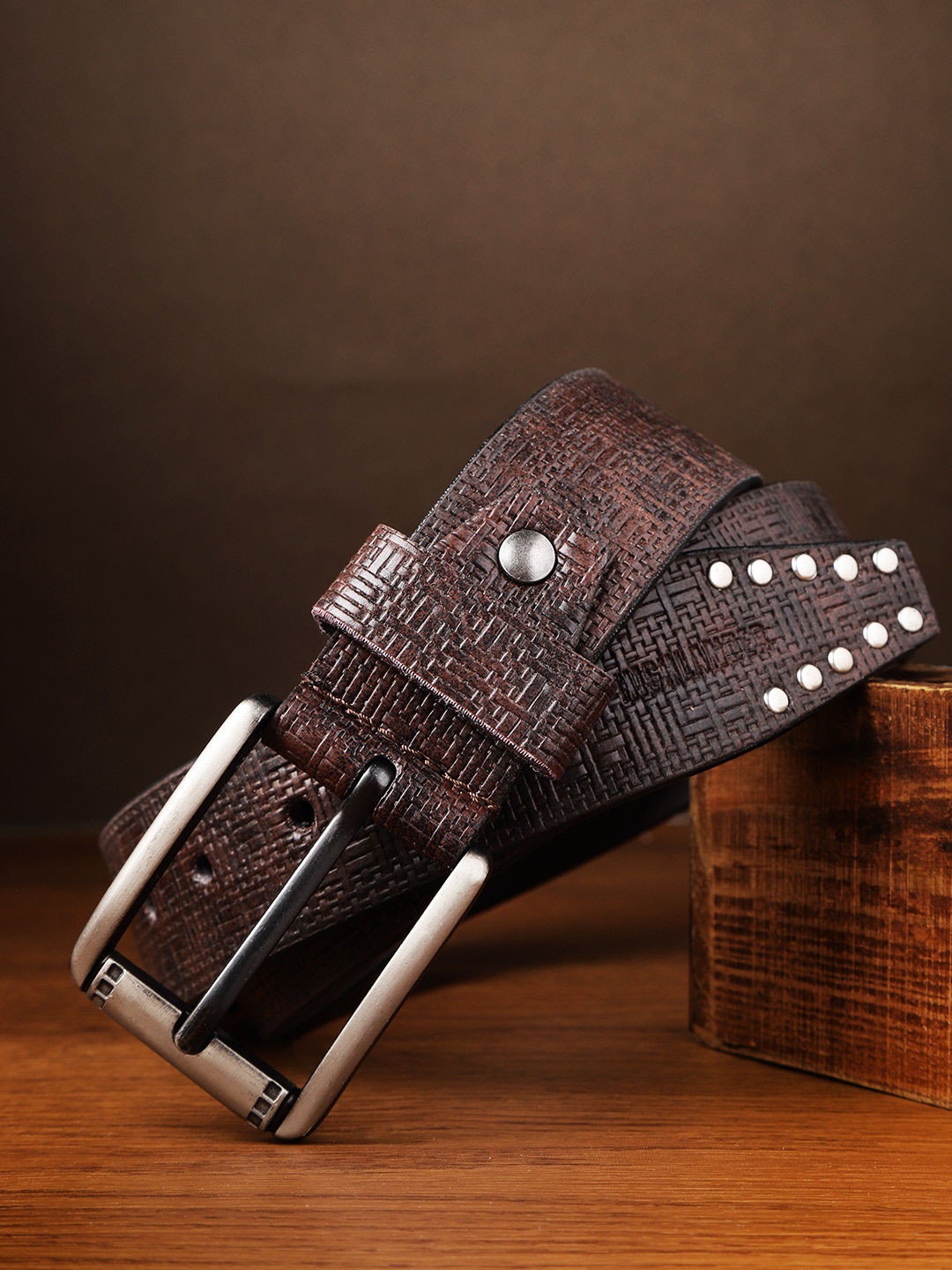 

HIGHLANDER Men Coffee Brown Textured Belt