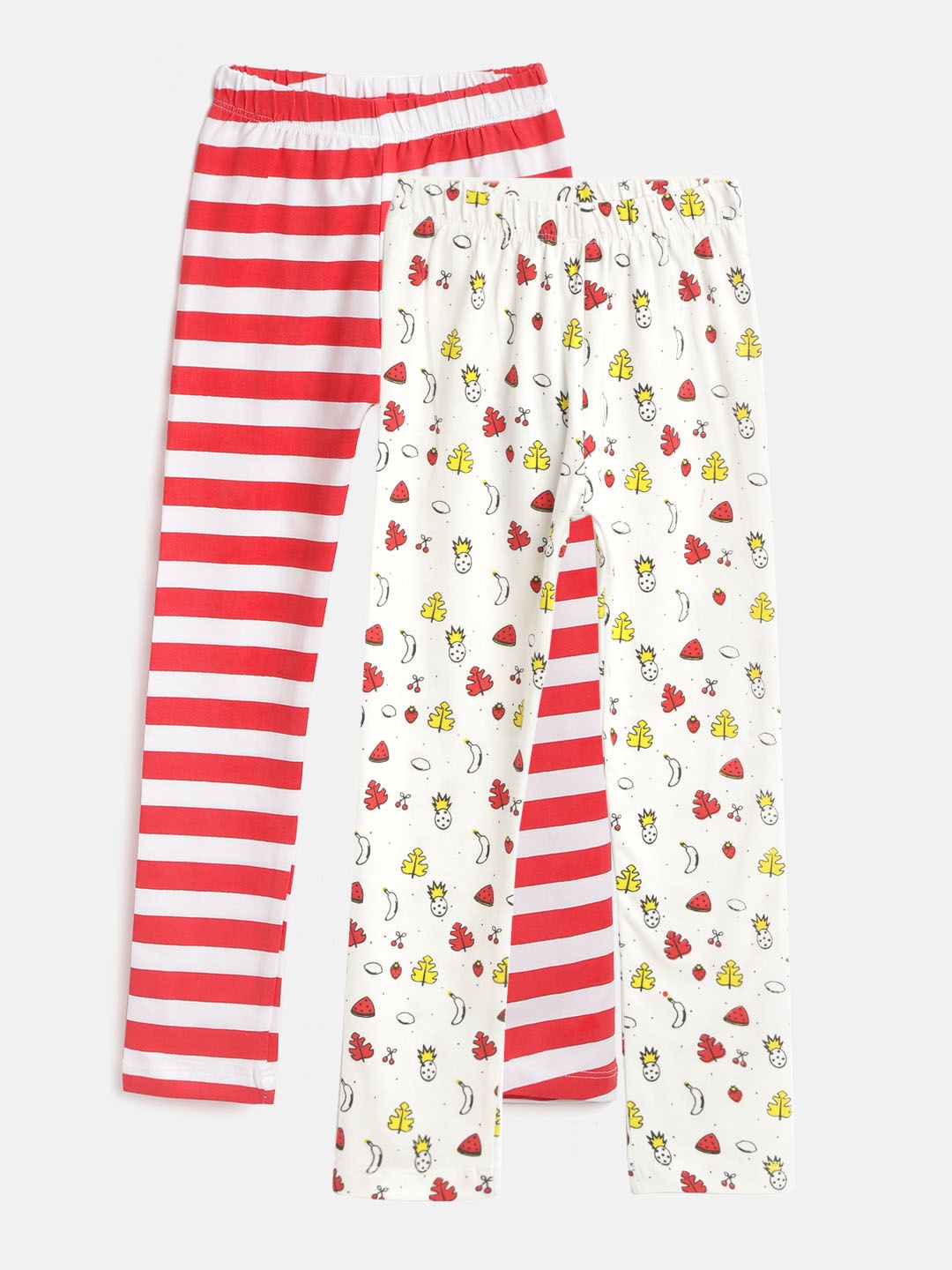 

YK Basics Girls Pack of 2 Printed Ankle-Length Leggings, Red