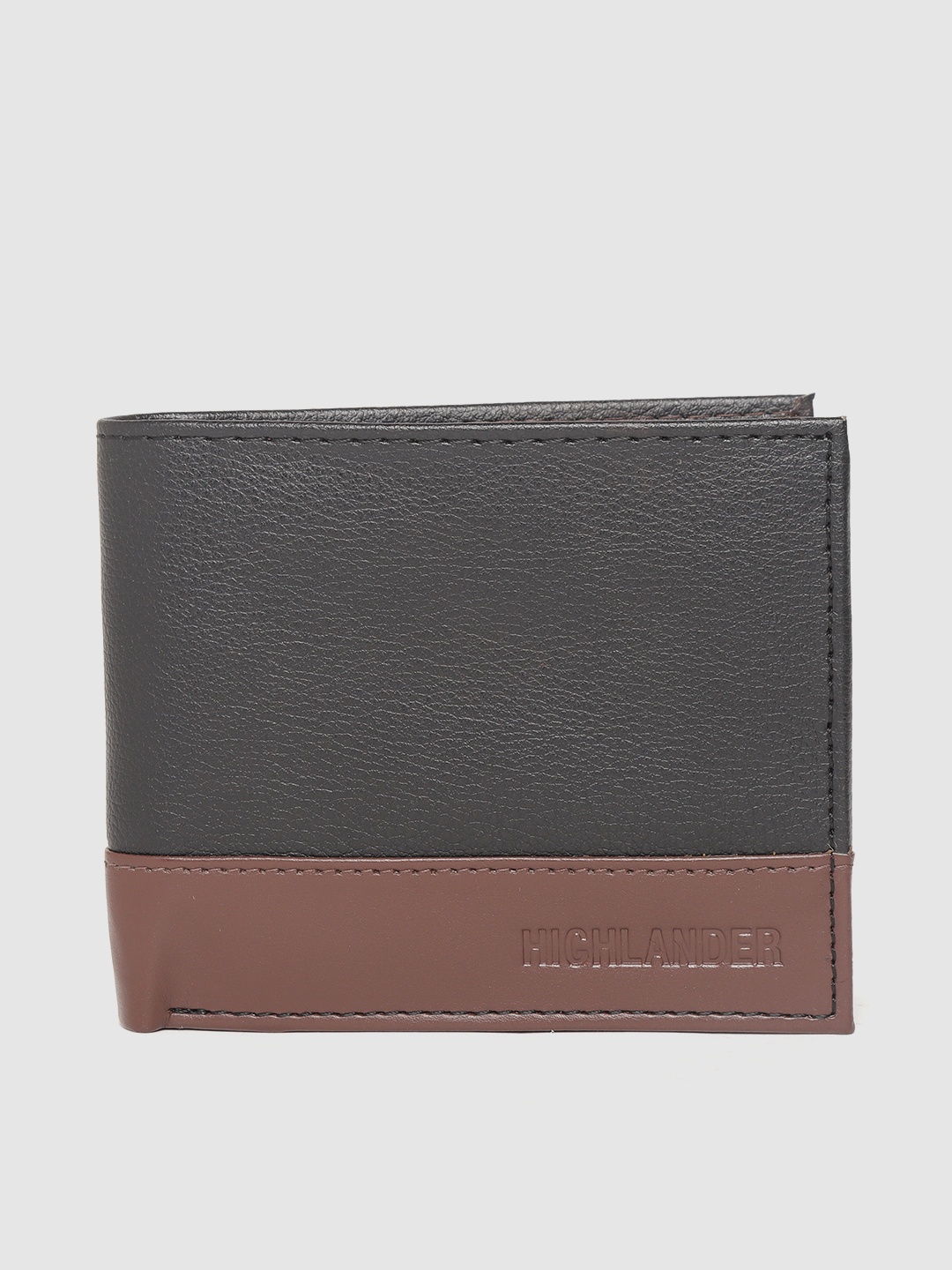 

HIGHLANDER Men Black & Brown Colourblocked Two Fold Wallet