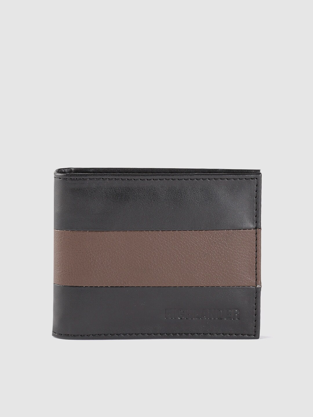 

HIGHLANDER Men Black & Coffee Brown Colourblocked Money Clip