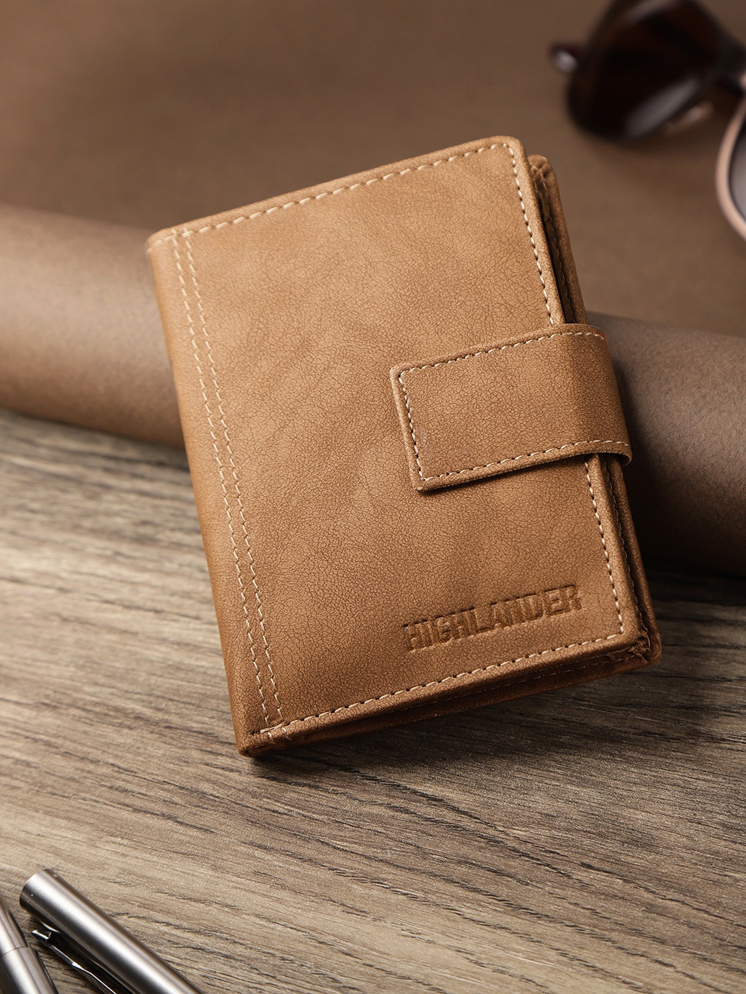 

HIGHLANDER Men Brown Solid Two Fold Wallet