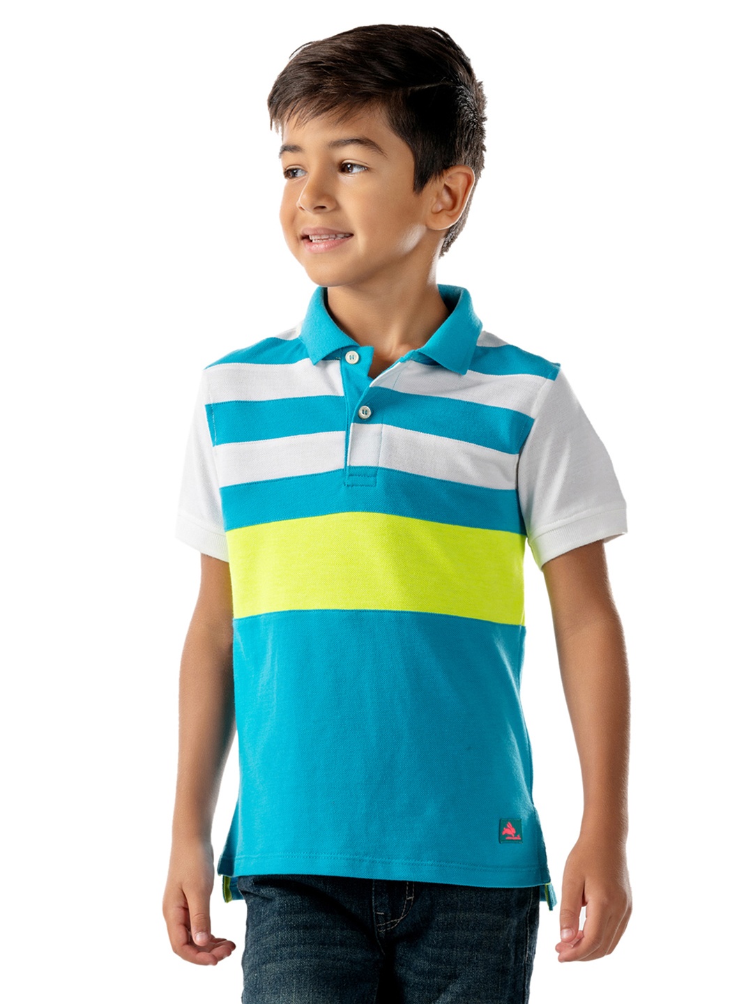 

Cherry Crumble Boys Multicolor Colourblocked Brazen Polo T-shirt, Blue