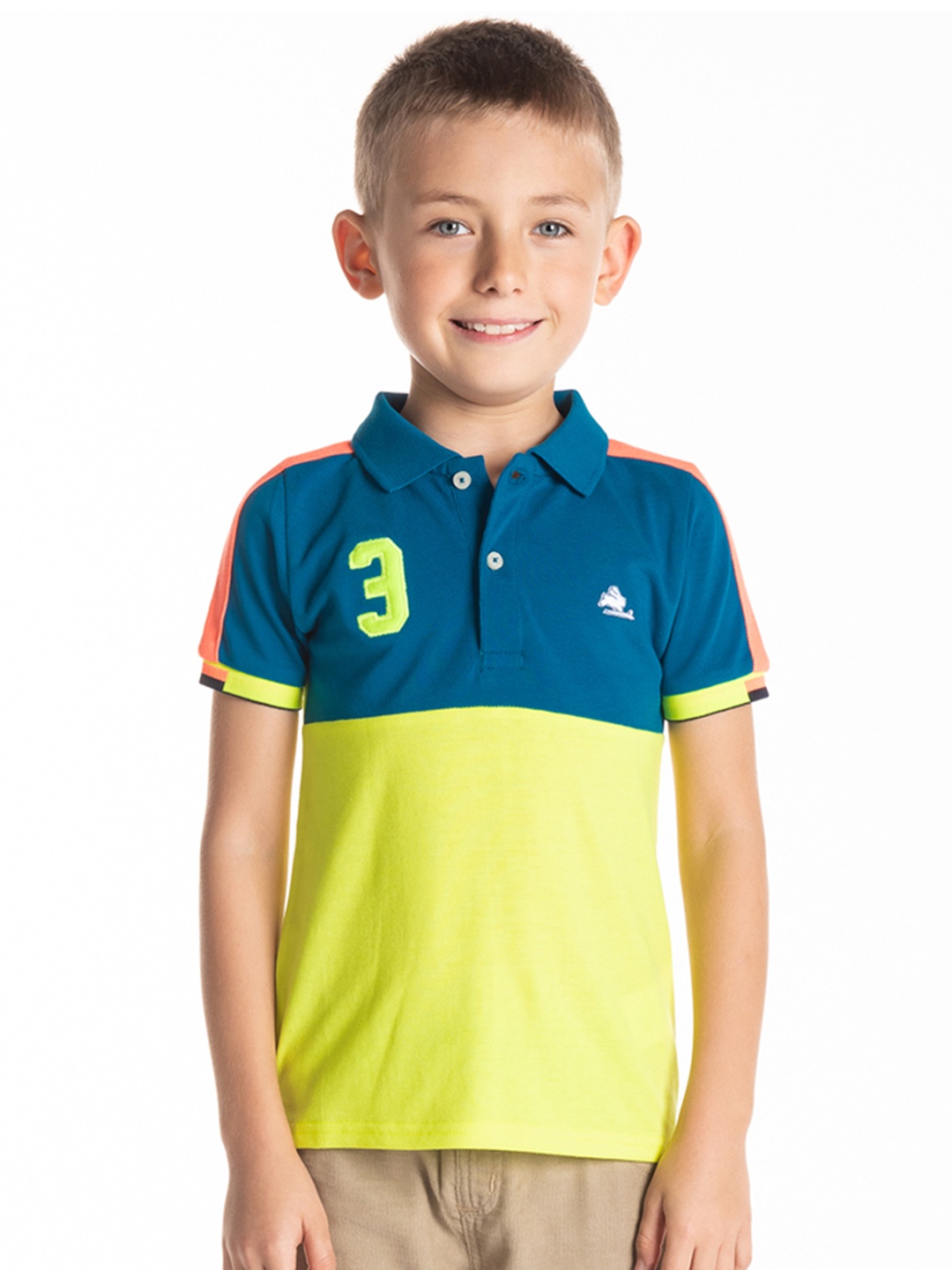 

Cherry Crumble Boys Multicolor Color Block Hockey Polo T-shirt, Teal