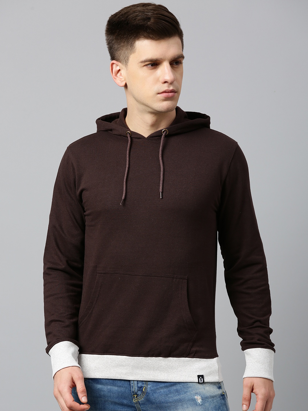 

Urbano Fashion Men Brown Solid Hooded Pullover Sweatshirt