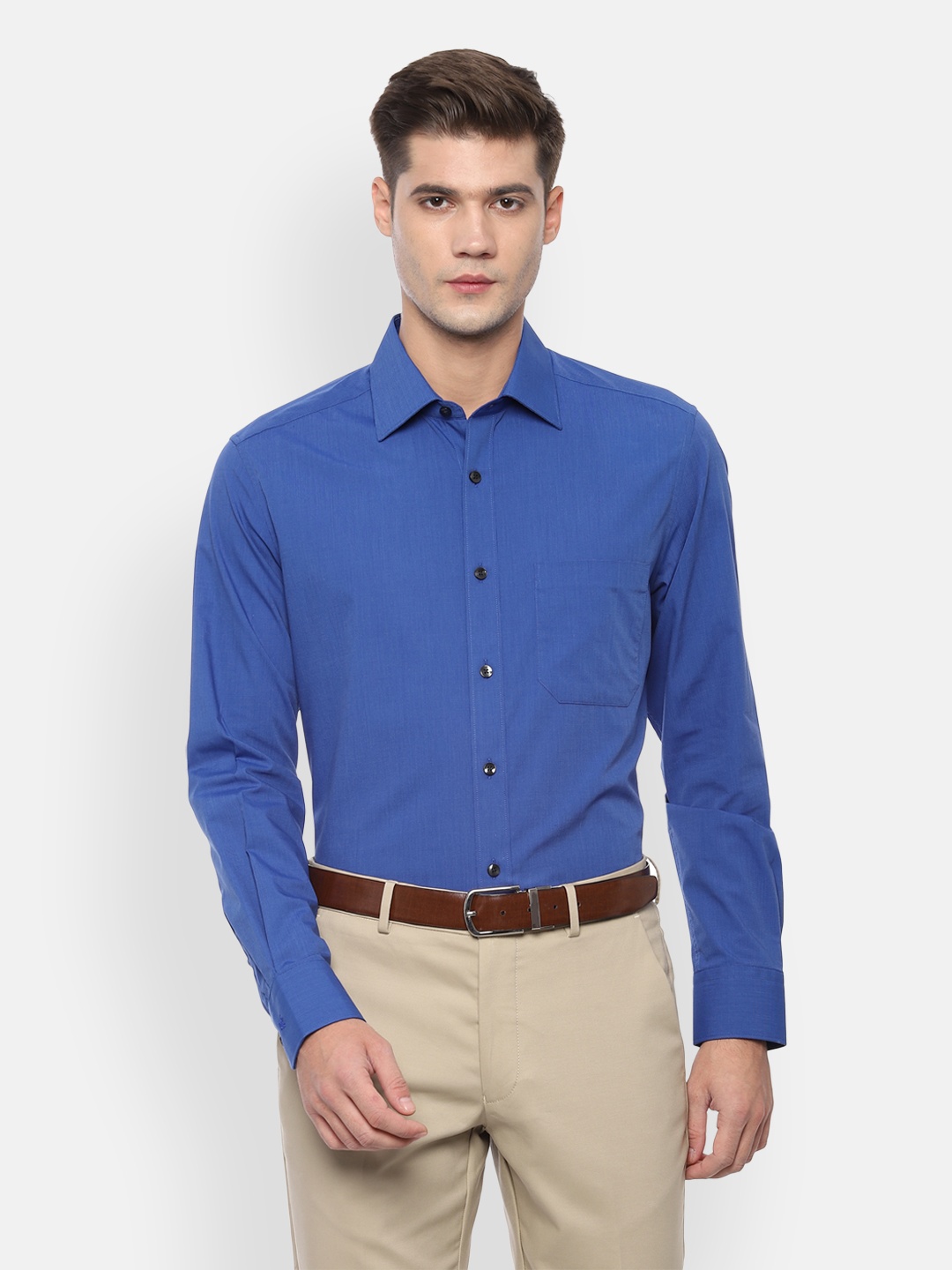 

Louis Philippe Men Blue Classic Fit Solid Formal Shirt