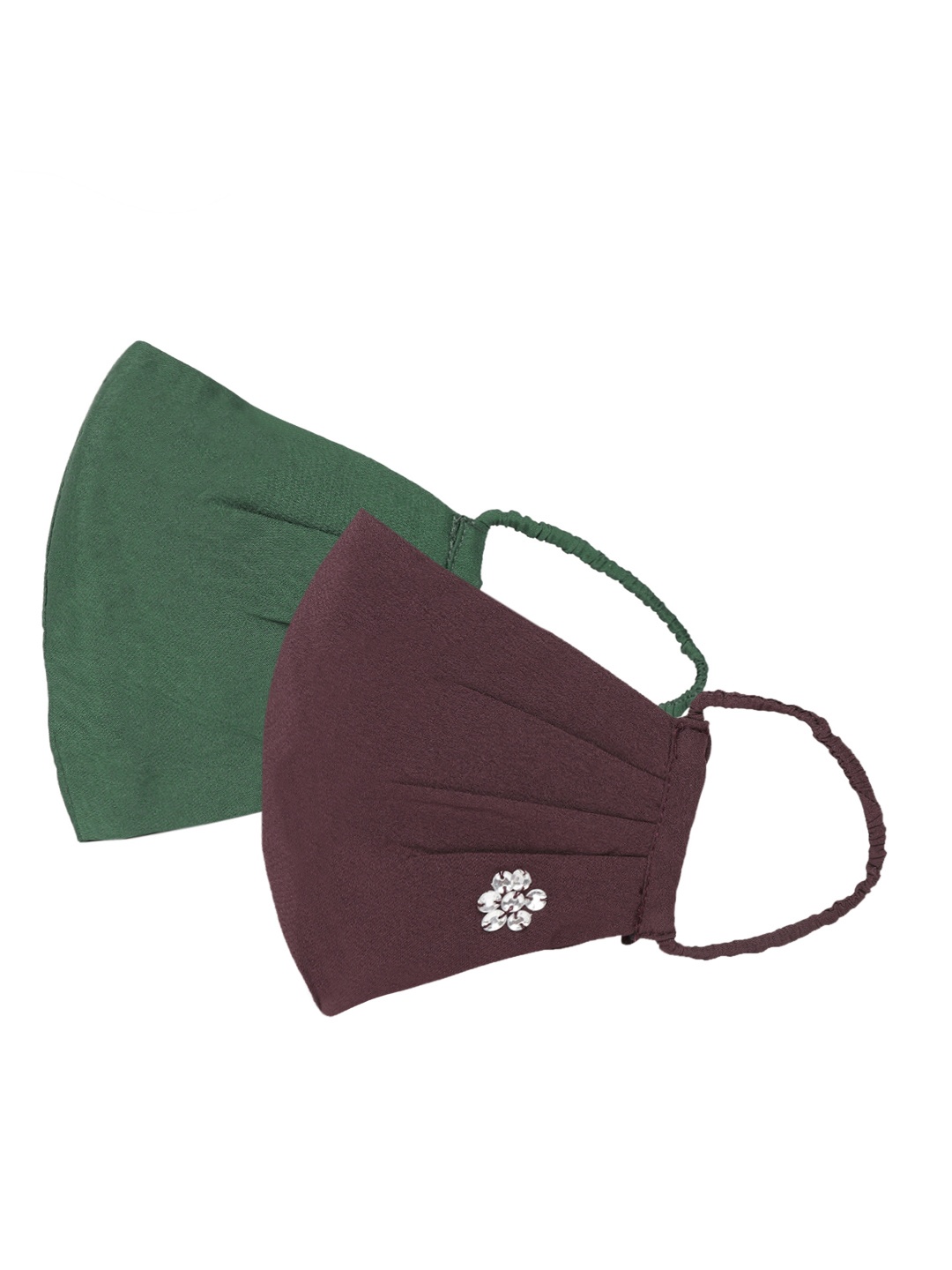 

QUIERO Women Pack of Solid 2-Ply Reusable Outdoor Cloth Masks, Green