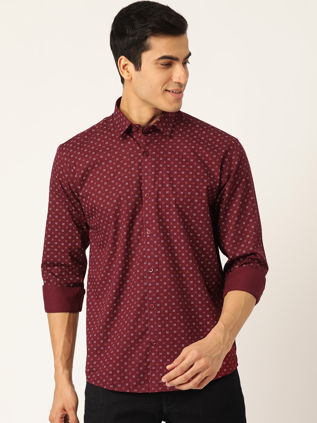 

SOJANYA Men Maroon Classic Regular Fit Printed Casual Shirt
