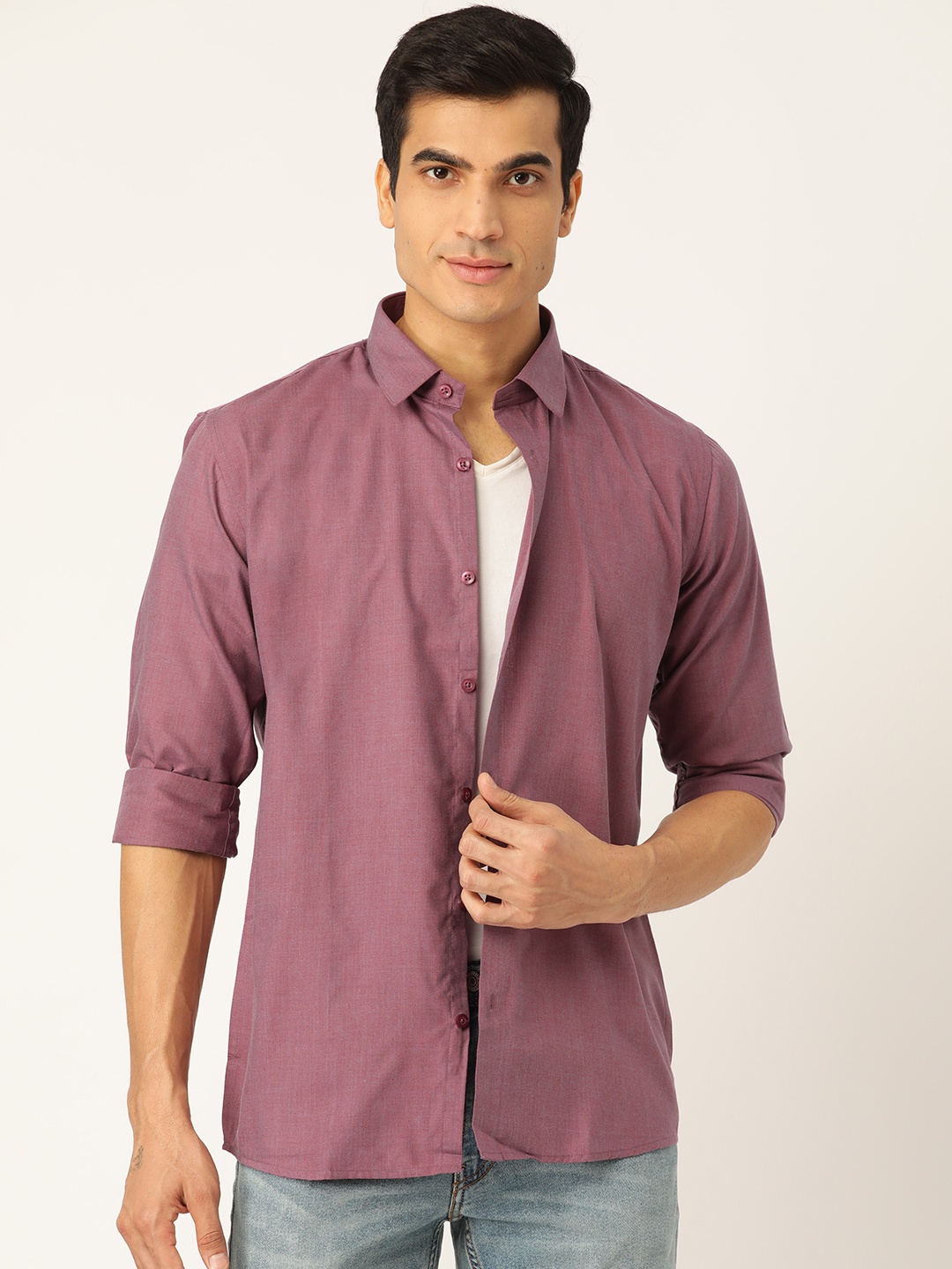 

SOJANYA Men Purple Classic Regular Fit Solid Casual Shirt