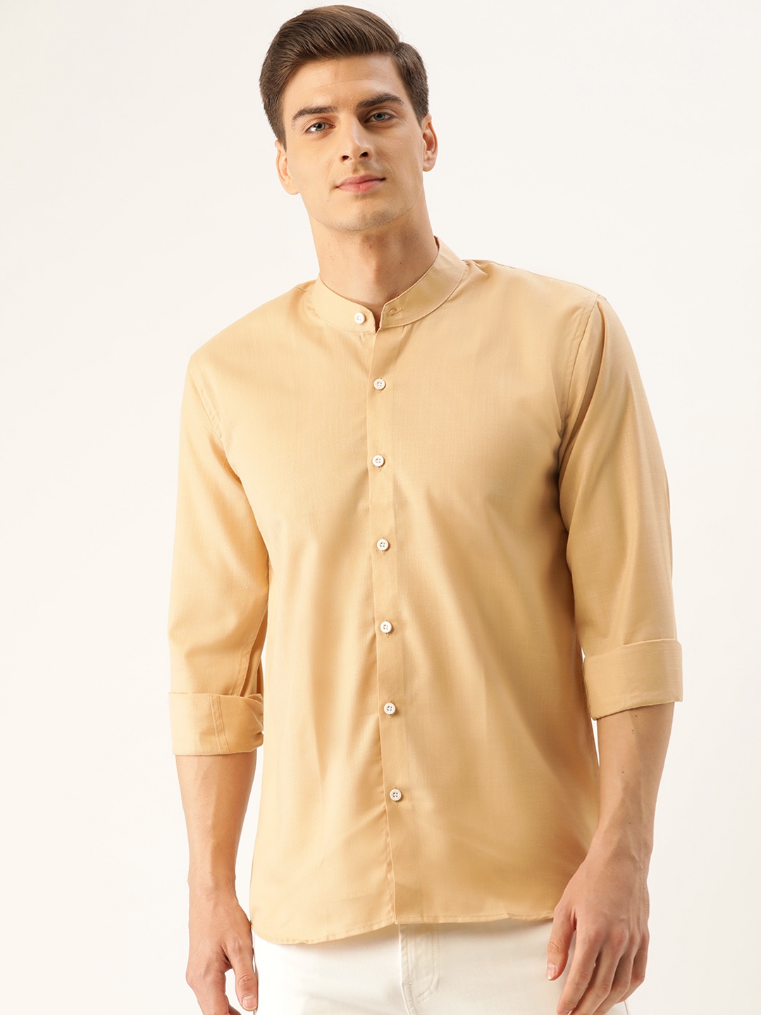 

SOJANYA Men Beige Classic Regular Fit Solid Casual Shirt