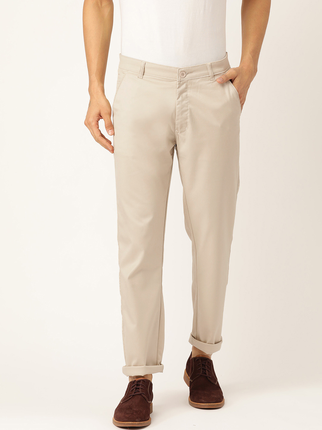 

SOJANYA Men Beige Smart Regular Fit Solid Chinos