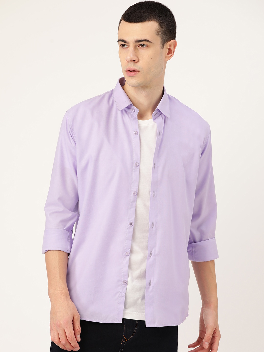 

SOJANYA Men Lavender Classic Regular Fit Solid Casual Shirt