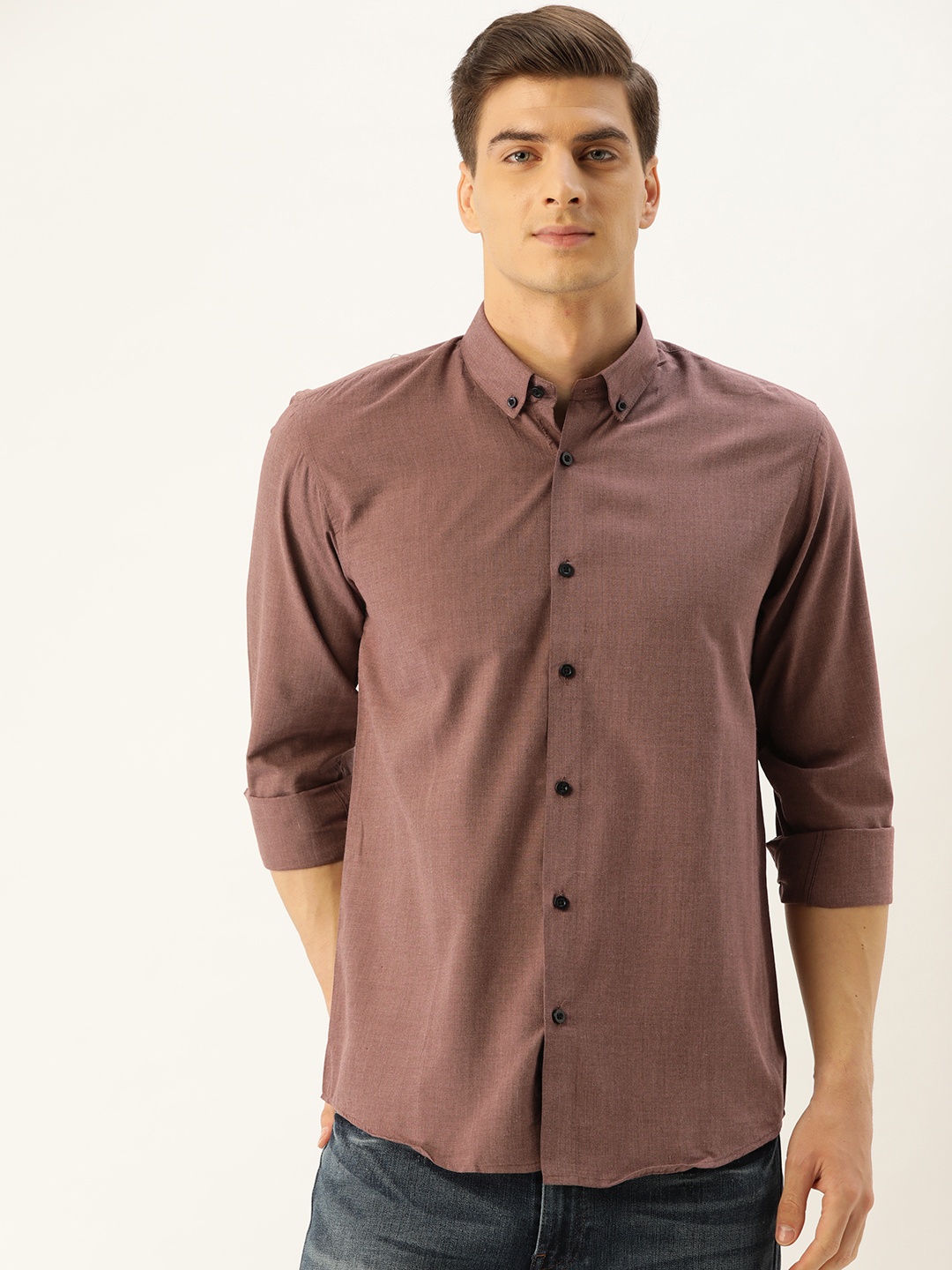 

SOJANYA Men Mauve Classic Regular Fit Solid Casual Shirt