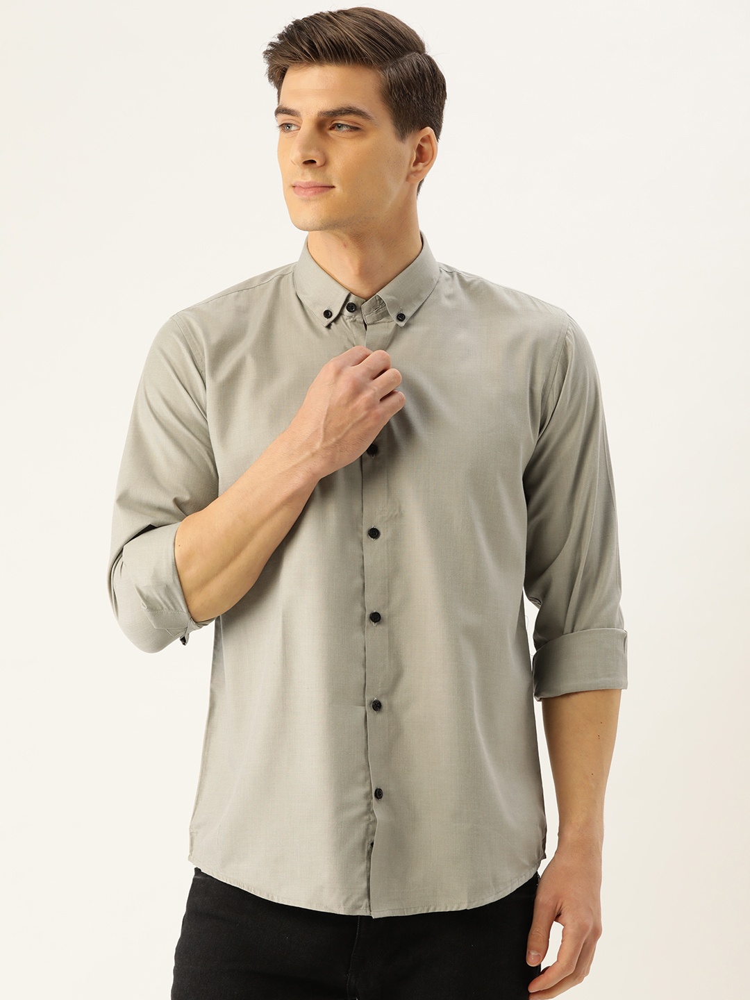 

SOJANYA Men Grey Classic Regular Fit Solid Casual Shirt