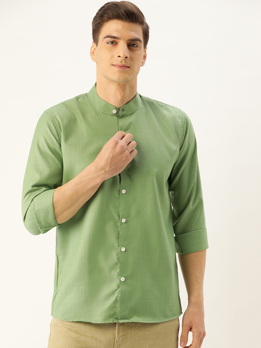 

SOJANYA Men Green Classic Regular Fit Solid Casual Shirt