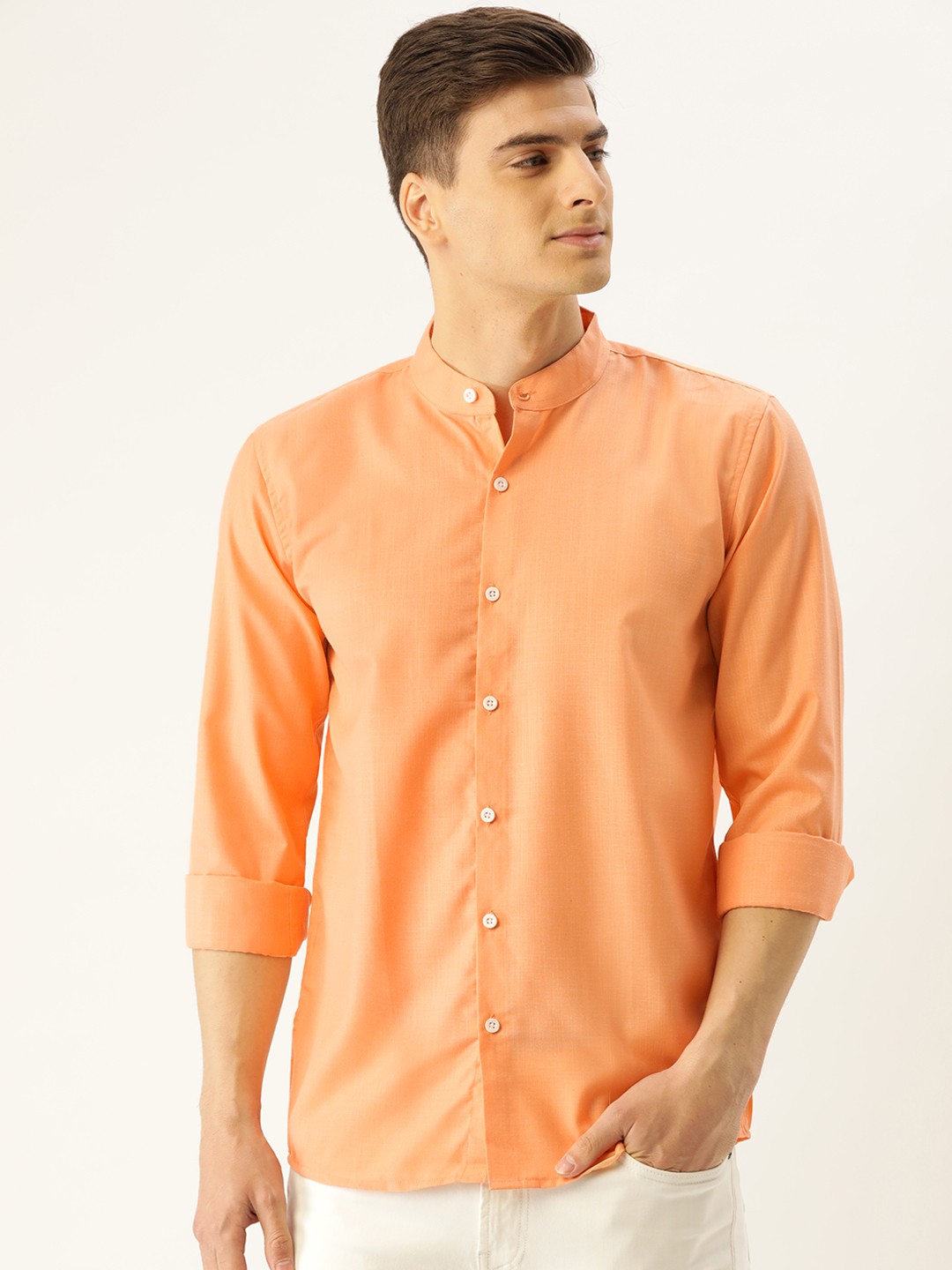 

SOJANYA Men Peach-Coloured Classic Regular Fit Solid Casual Shirt