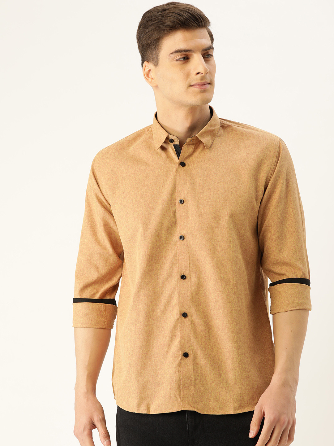 

SOJANYA Men Beige Classic Regular Fit Solid Casual Shirt