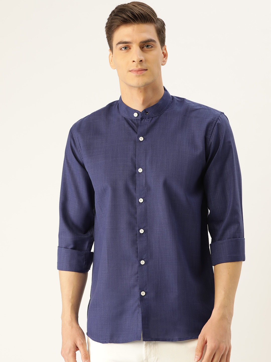 

SOJANYA Men Navy Blue Classic Regular Fit Solid Casual Shirt